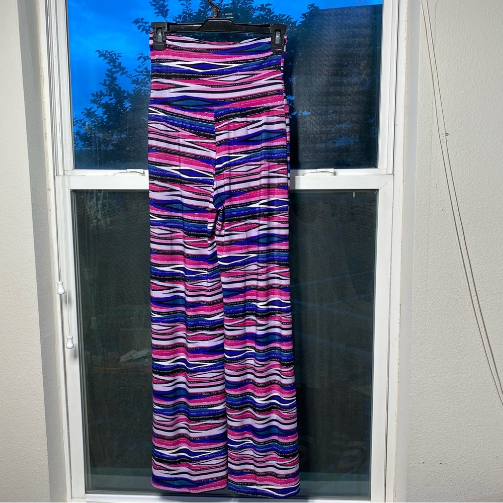 AZULES Urban Fold Band Boho Flare Leg Palazzo Slacks Small